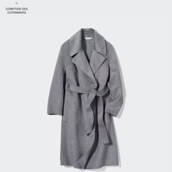 Uniqlo and COMPTOIR DES COTONNIERS Jackets & Blazers - Gray Belted Double Face Wrap Coat - Uniqlo L